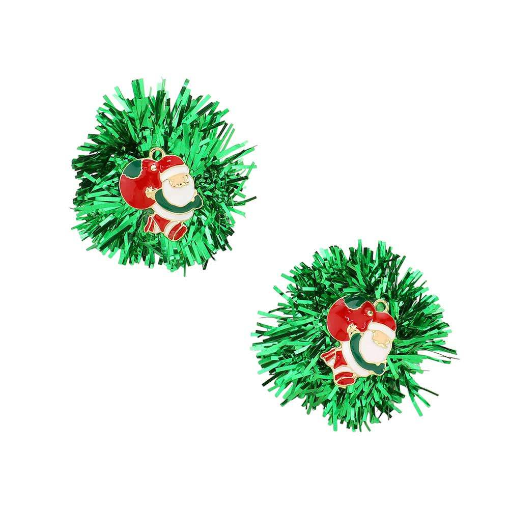 Enamel Santa Claus Tinsel Earrings - Madeline Love - Flyclothing LLC