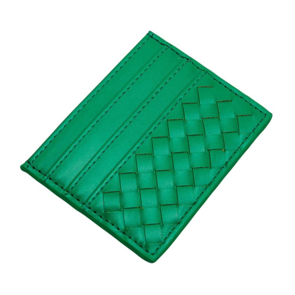 Faux Leather Basket Weave Card Holder Wallet - Madeline Love - Flyclothing LLC