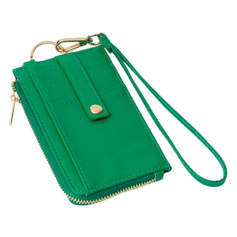 Faux Leather Basket Weave Flat Card Holder Wallet with Wristlet - Madeline Love - Flyclothing LLC
