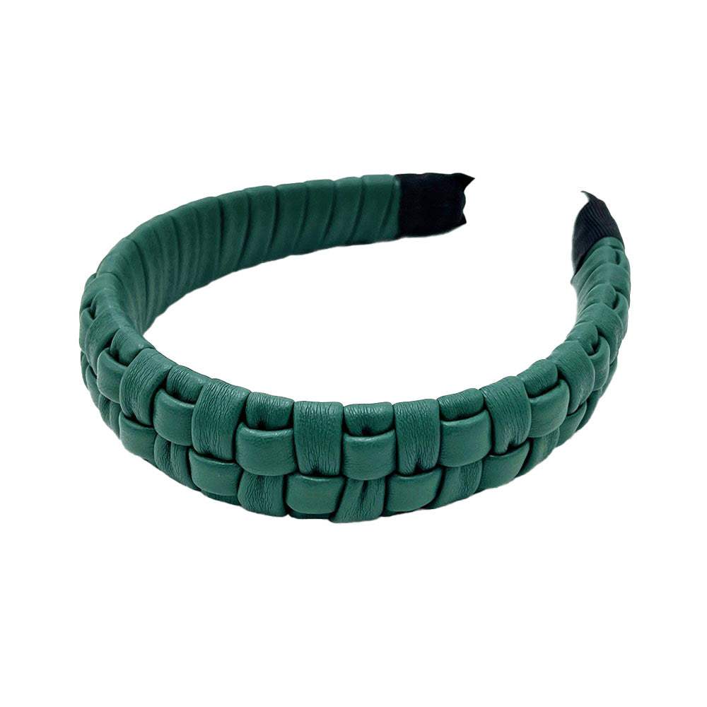 Faux Leather Padded Plaid Braided Headband - Madeline Love - Flyclothing LLC