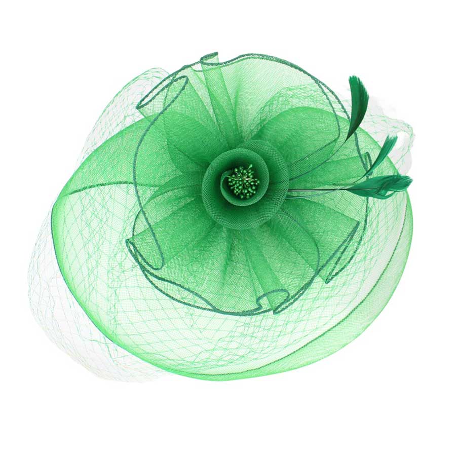 Feather Mesh Flower Fascinator Headband - Madeline Love - Flyclothing LLC