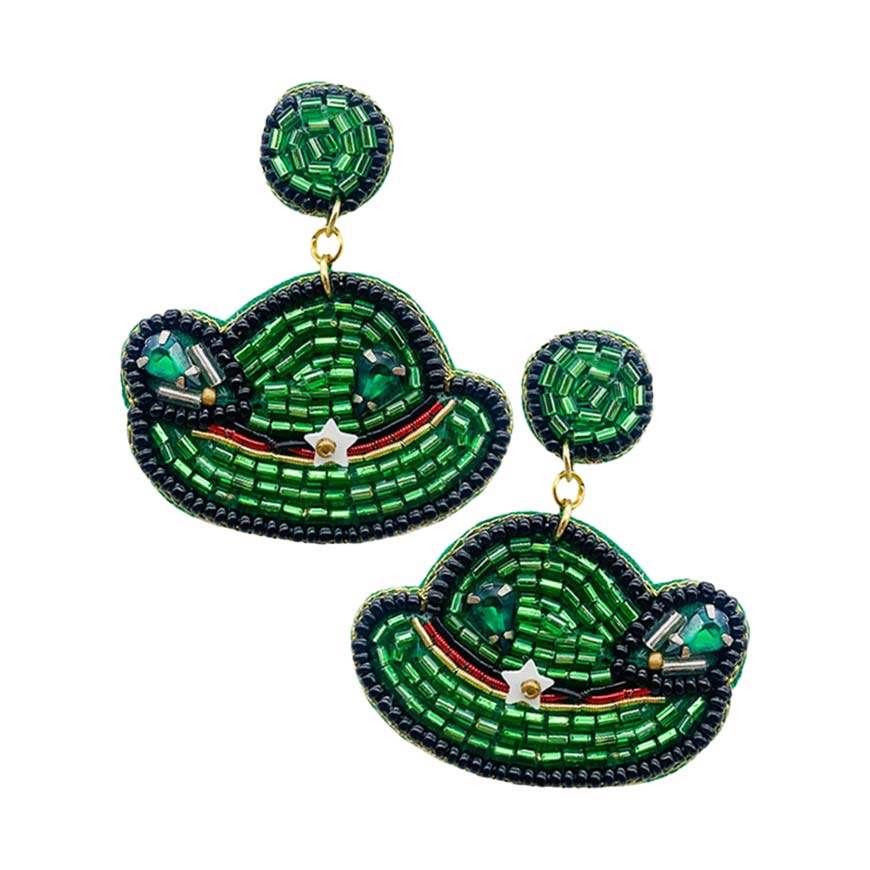 Felt Back St Patrick's Beaded Hat Dangle Earrings - Madeline Love - Flyclothing LLC