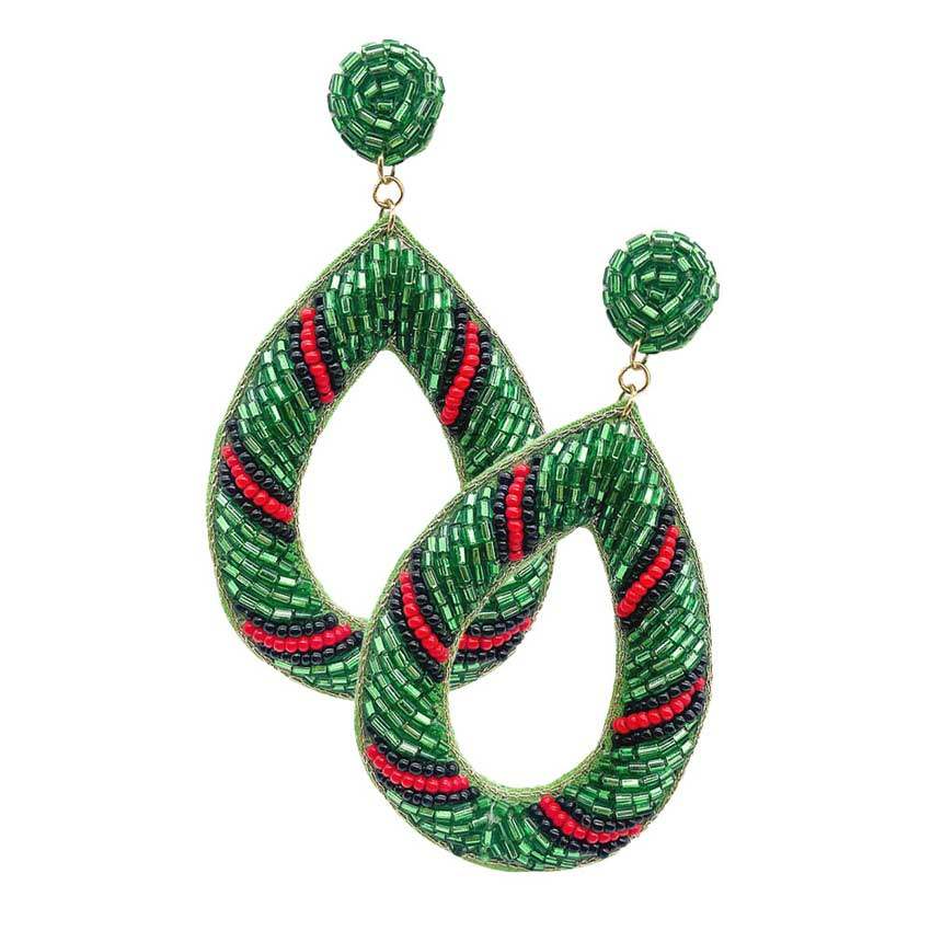 Felt Back Beaded Open Teardrop Dangle Earrings - Madeline Love - Flyclothing LLC