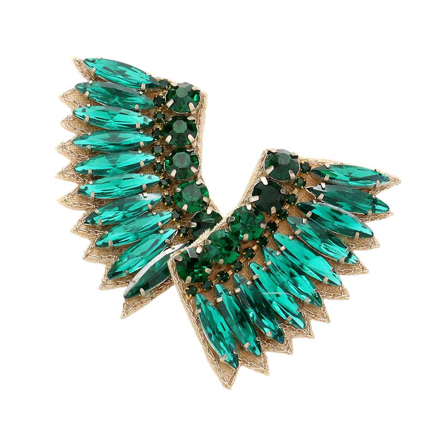 Felt Back Multi Stone Embellished Wing Earrings - Madeline Love - Flyclothing LLC