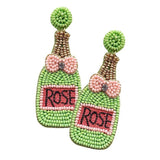 Felt Back Seed Beaded Champagne Dangle Earrings - Madeline Love - Flyclothing LLC