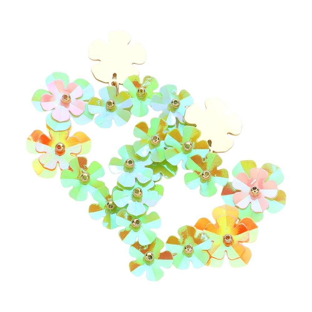 Flower Cluster Heart Dangle Earrings - Madeline Love - Flyclothing LLC