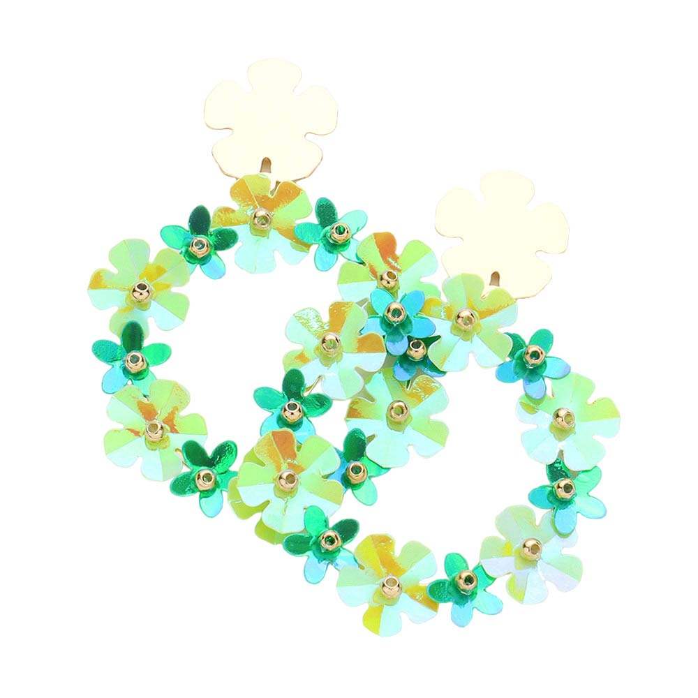 Flower Cluster Open Circle Dangle Earrings - Madeline Love - Flyclothing LLC