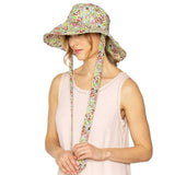 Flower Patterned Chin Tie Bucket Hat - Madeline Love - Flyclothing LLC
