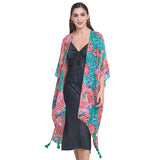 Flower Patterned Cover Up Kimono Poncho - Madeline Love - Flyclothing LLC