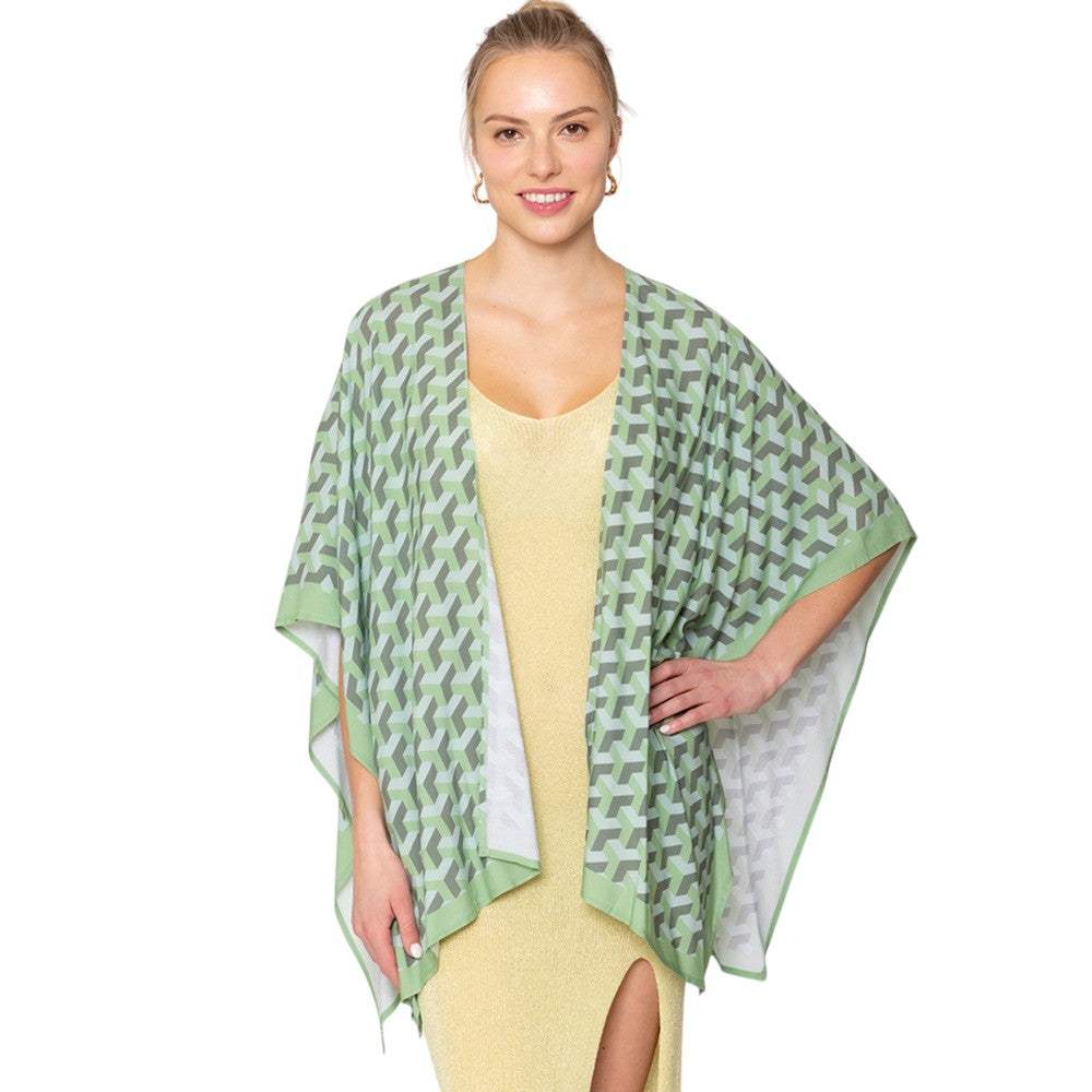 Geometric Pattern Print Ruana Poncho - Madeline Love - Flyclothing LLC