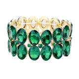 Glass Crystal Oval Stone Cluster Stretch Bracelet - Madeline Love - Flyclothing LLC