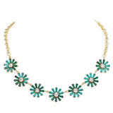 Glass Stone Embellished Flower Cluster Link Necklace - Madeline Love - Flyclothing LLC