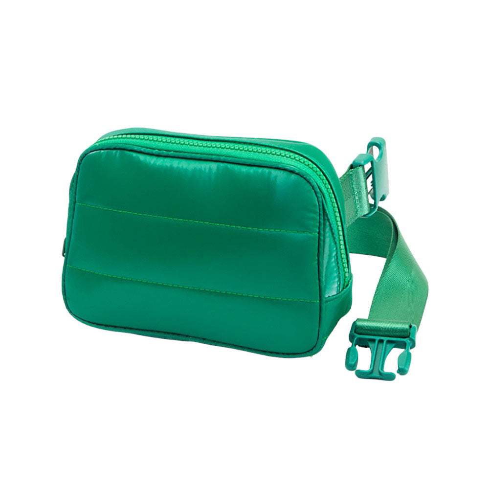 Glossy Puffer Rectangle Sling Bag Fanny Bag Belt Bag - Madeline Love - Flyclothing LLC