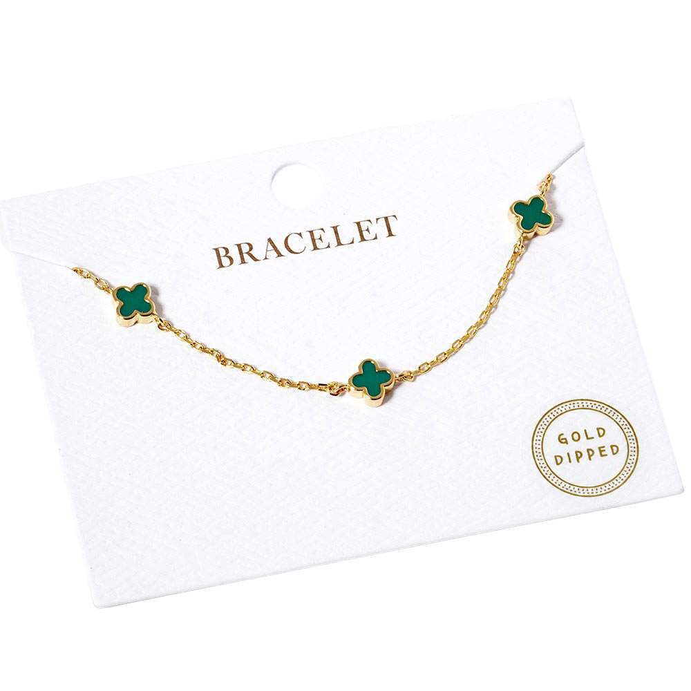 Gold Dipped Triple Quatrefoil Link Bracelet - Madeline Love - Flyclothing LLC