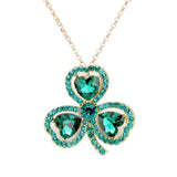 Heart Crystal Rhinestone Clover Pendant Necklace - Madeline Love - Flyclothing LLC