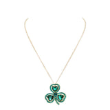 Heart Crystal Rhinestone Clover Pendant Necklace - Madeline Love - Flyclothing LLC