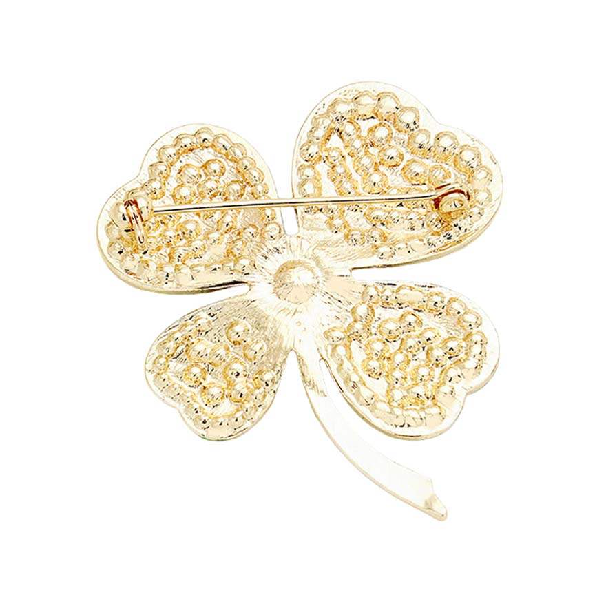 Pave Stone Cluster Clover Pin Brooch - Madeline Love - Flyclothing LLC