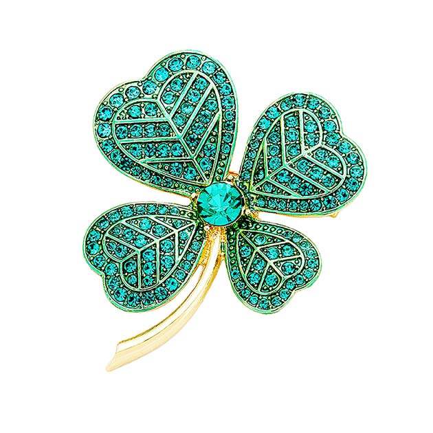 Pave Stone Cluster Clover Pin Brooch - Madeline Love - Flyclothing LLC