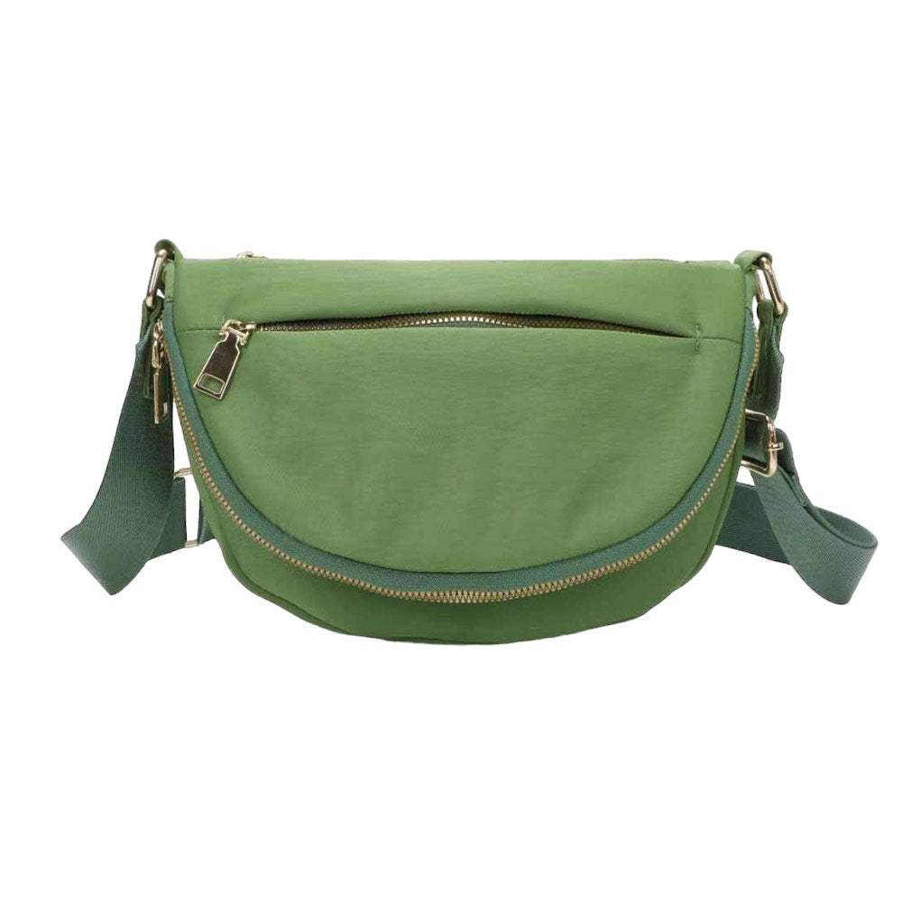 Half Round Solid Nylon Crossbody Bag - Madeline Love - Flyclothing LLC