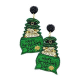 Happy St. Patrick's Day Felt Back Shamrock Dangle Earrings - Madeline Love - Flyclothing LLC
