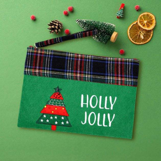 Holly Jolly Letter Christmas Tree Pouch Bag - Madeline Love - Flyclothing LLC