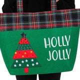 Holly Jolly Letter Christmas Tree Tote Bag - Madeline Love - Flyclothing LLC