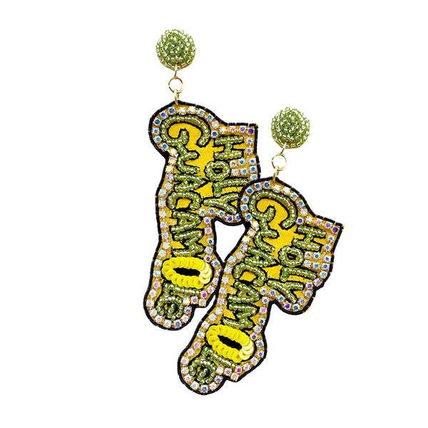 Holy Guacamole Message Beaded Dangle Earrings - Madeline Love - Flyclothing LLC
