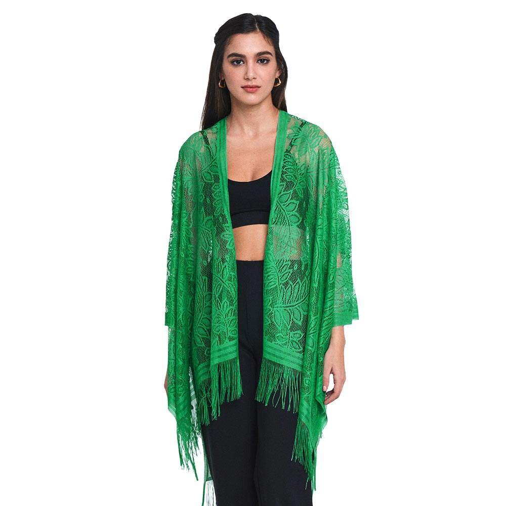 Leaf Lace Cover Up Kimono Poncho - Madeline Love - Flyclothing LLC