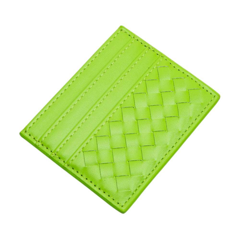 Faux Leather Basket Weave Card Holder Wallet - Madeline Love - Flyclothing LLC