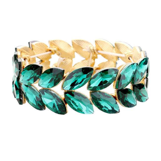 Marquise Glass Crystal Stretch Evening Bracelet - Madeline Love - Flyclothing LLC