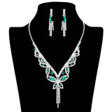 Marquise Round Stone Butterfly Rhinestone Jewelry Set - Madeline Love - Flyclothing LLC