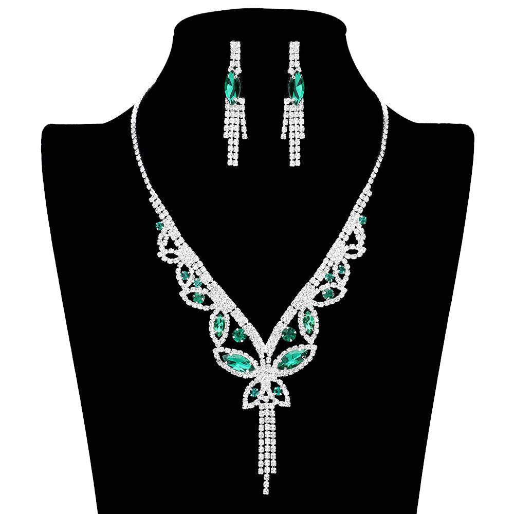Marquise Round Stone Butterfly Rhinestone Jewelry Set - Madeline Love - Flyclothing LLC