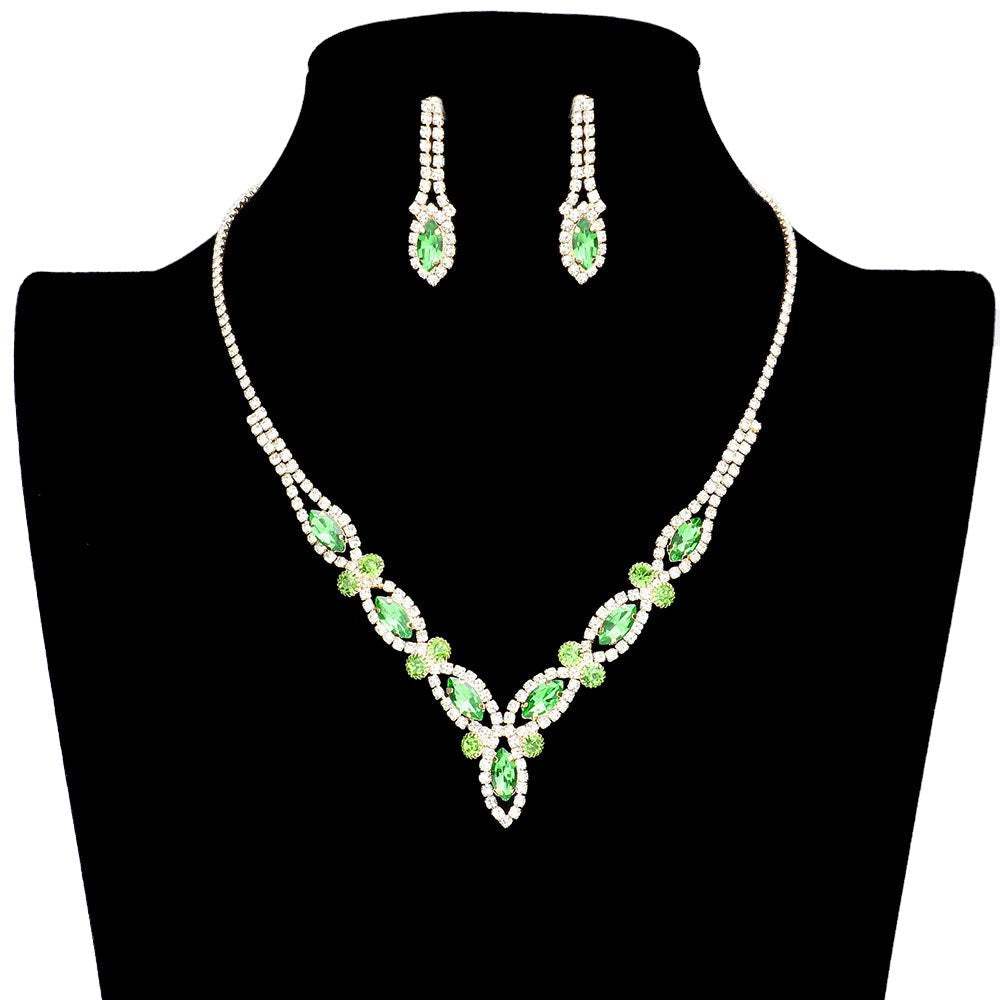 Marquise Stone Accented Rhinestone Necklace - Madeline Love - Flyclothing LLC