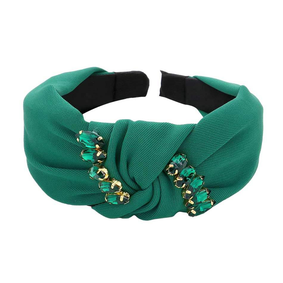 Marquise Stone Embellished Knot Burnout Headband - Madeline Love - Flyclothing LLC