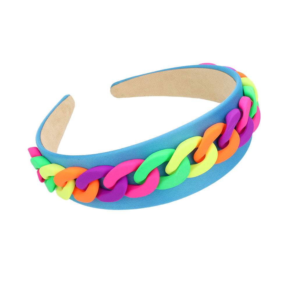 Multi Colored Chain Accented Fabric Headband - Madeline Love - Flyclothing LLC