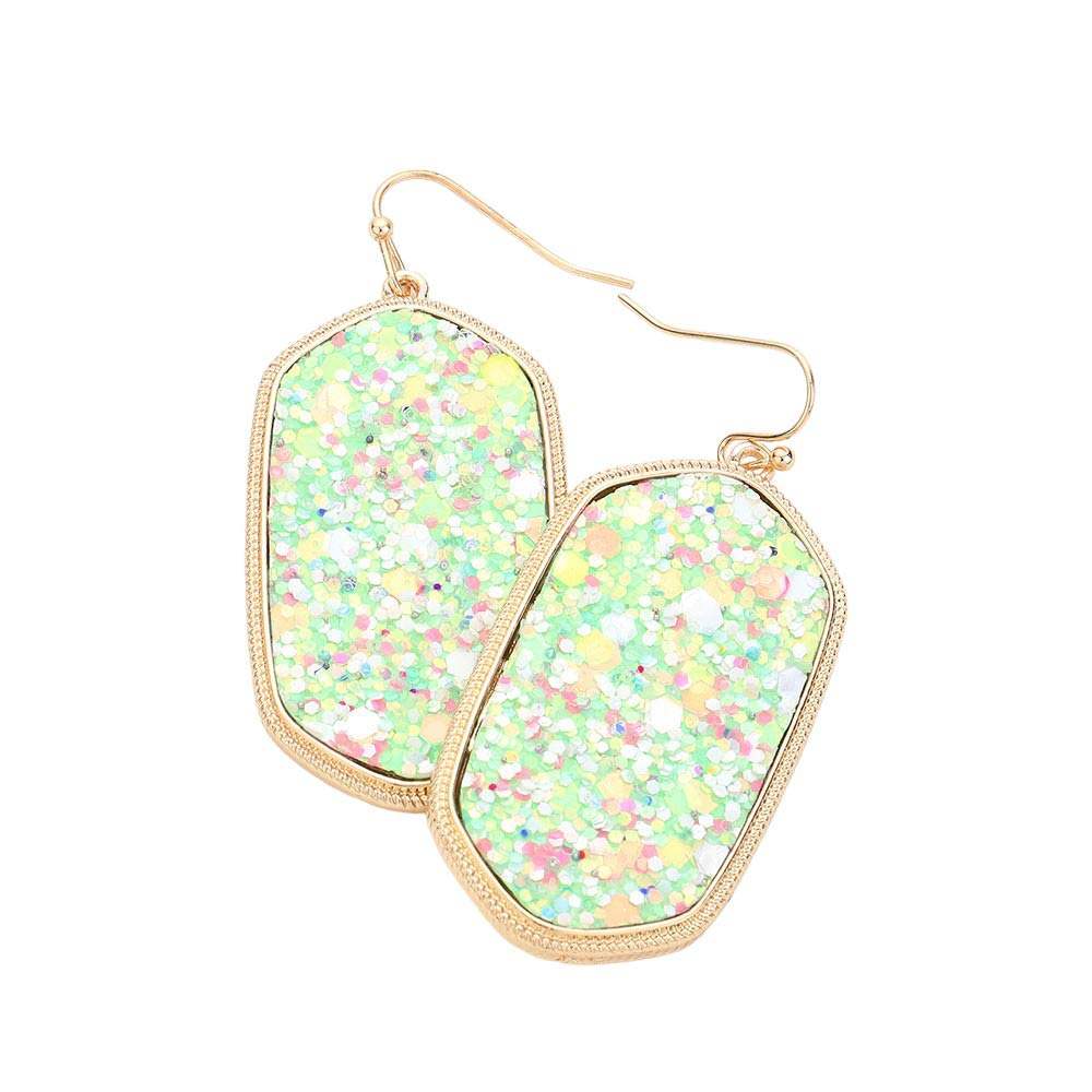 Sparkly Hexagon Frame Dangle Earrings - Madeline Love - Flyclothing LLC