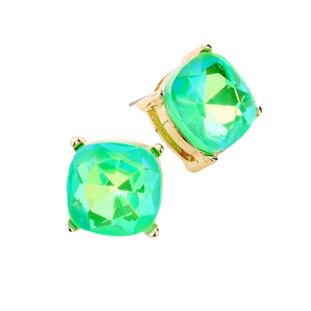 Square Stone Stud Earrings - Madeline Love - Flyclothing LLC