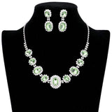Oval Stone Accented Rhinestone Trimmed Necklace - Madeline Love - Flyclothing LLC