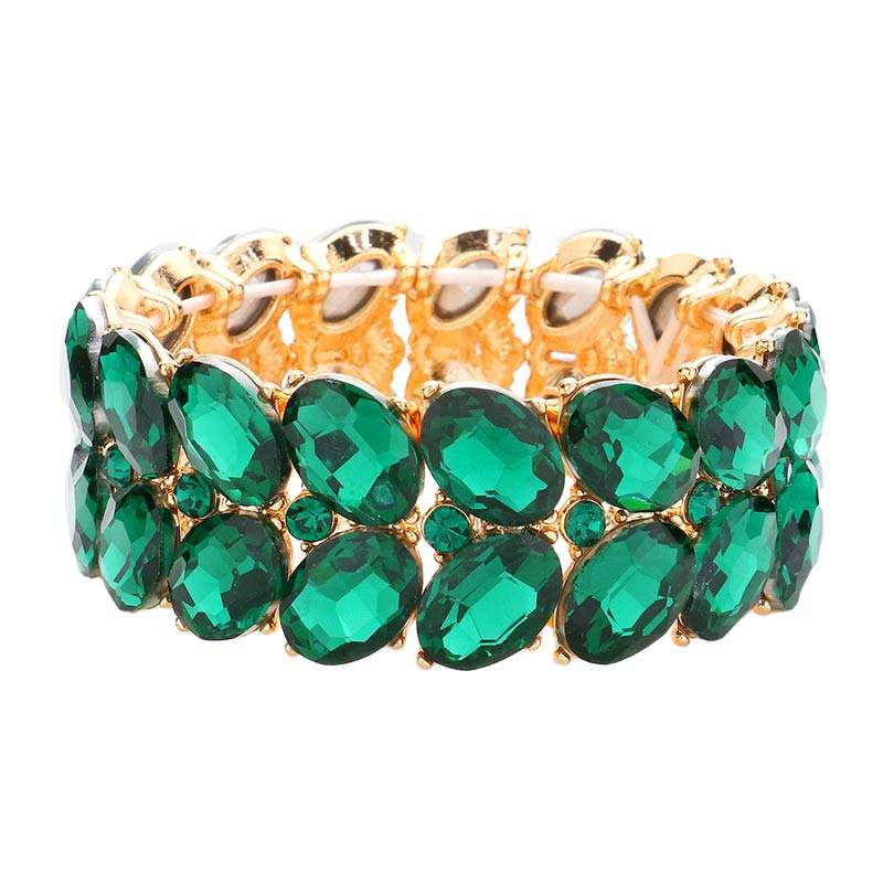 Oval Stone Cluster Stretch Evening Bracelet - Madeline Love - Flyclothing LLC