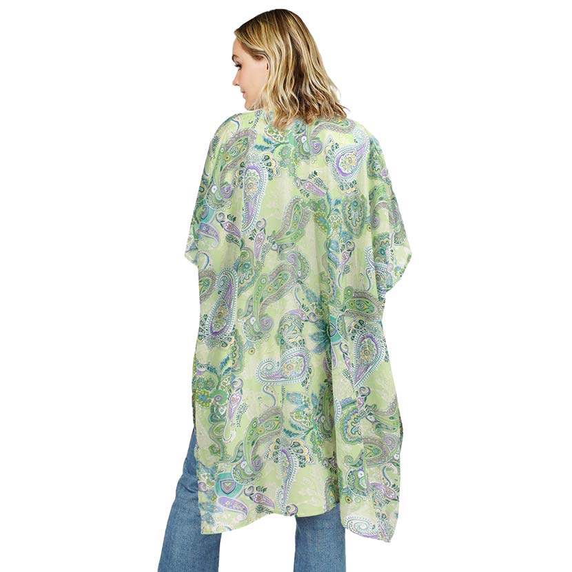 Paisley Patterned Cover Up Kimono Poncho - Madeline Love - Flyclothing LLC