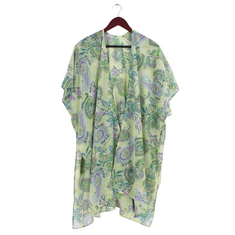 Paisley Patterned Cover Up Kimono Poncho - Madeline Love - Flyclothing LLC