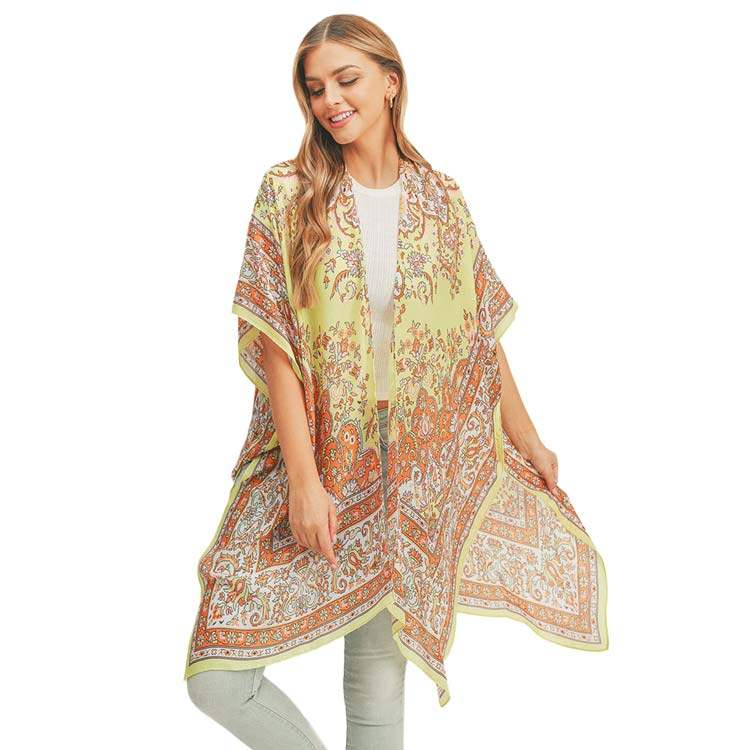 Patterned Cover Up Kimono Poncho - Madeline Love - Flyclothing LLC