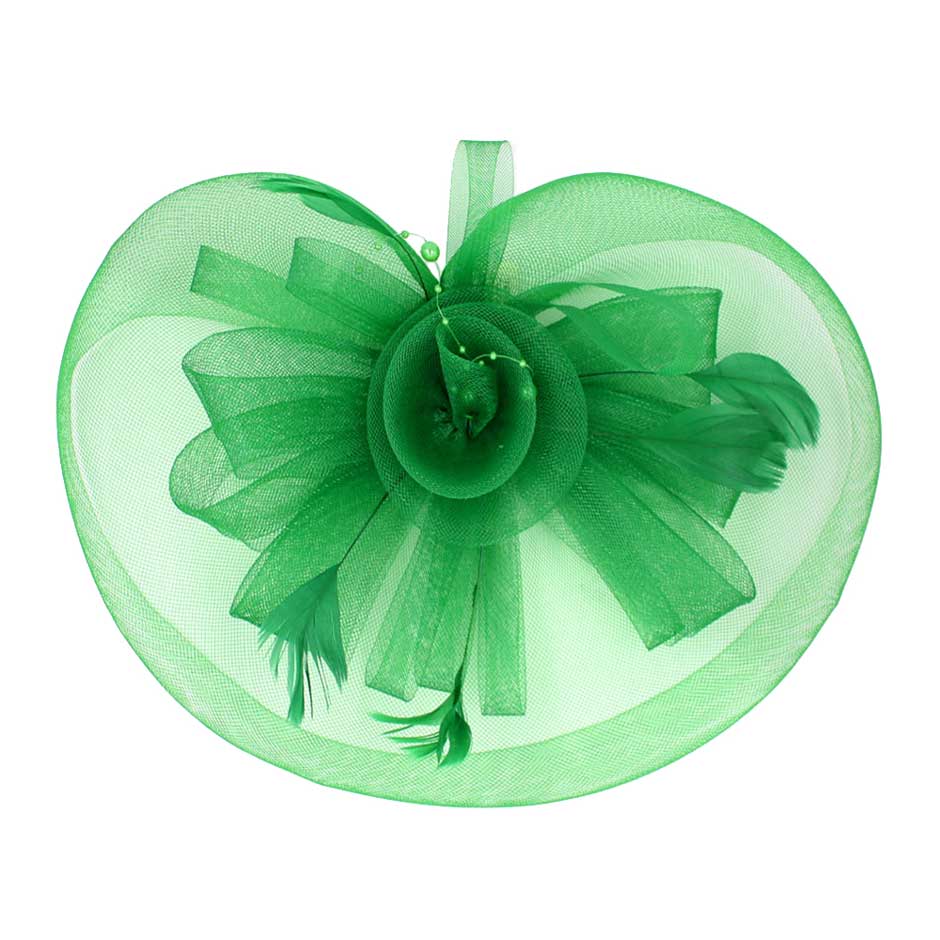 Pearl Feather Mesh Flower Fascinator Headband - Madeline Love - Flyclothing LLC