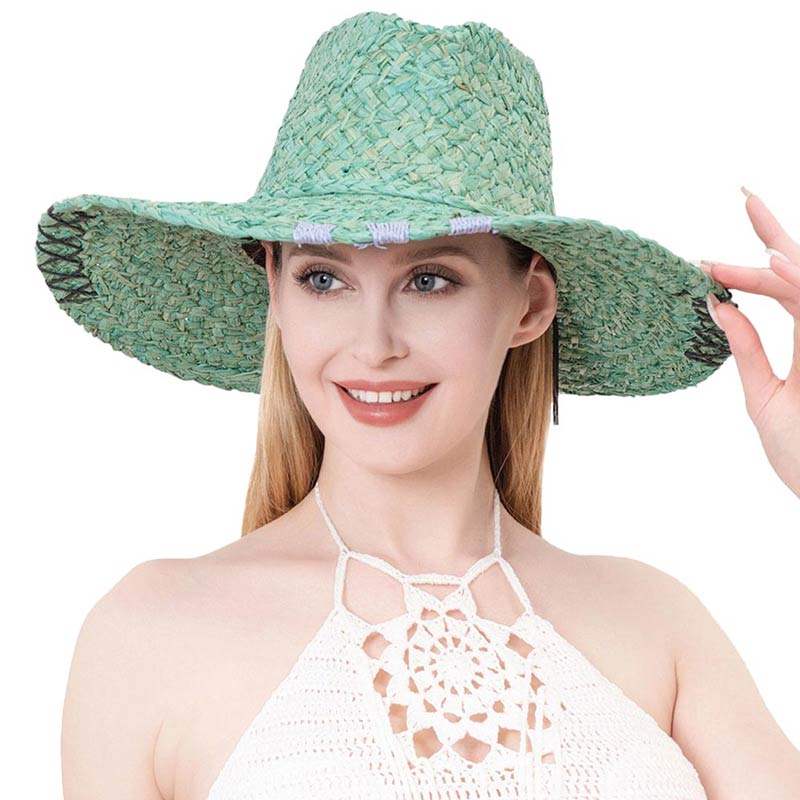 Raffia Pointed Straw Sun Hat - Madeline Love - Flyclothing LLC