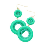 Raffia Wrapped Faceted Bead Embellished Dangle Earrings - Madeline Love - Flyclothing LLC