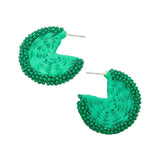 Raffia Wrapped Seed Beaded Round Earrings - Madeline Love - Flyclothing LLC
