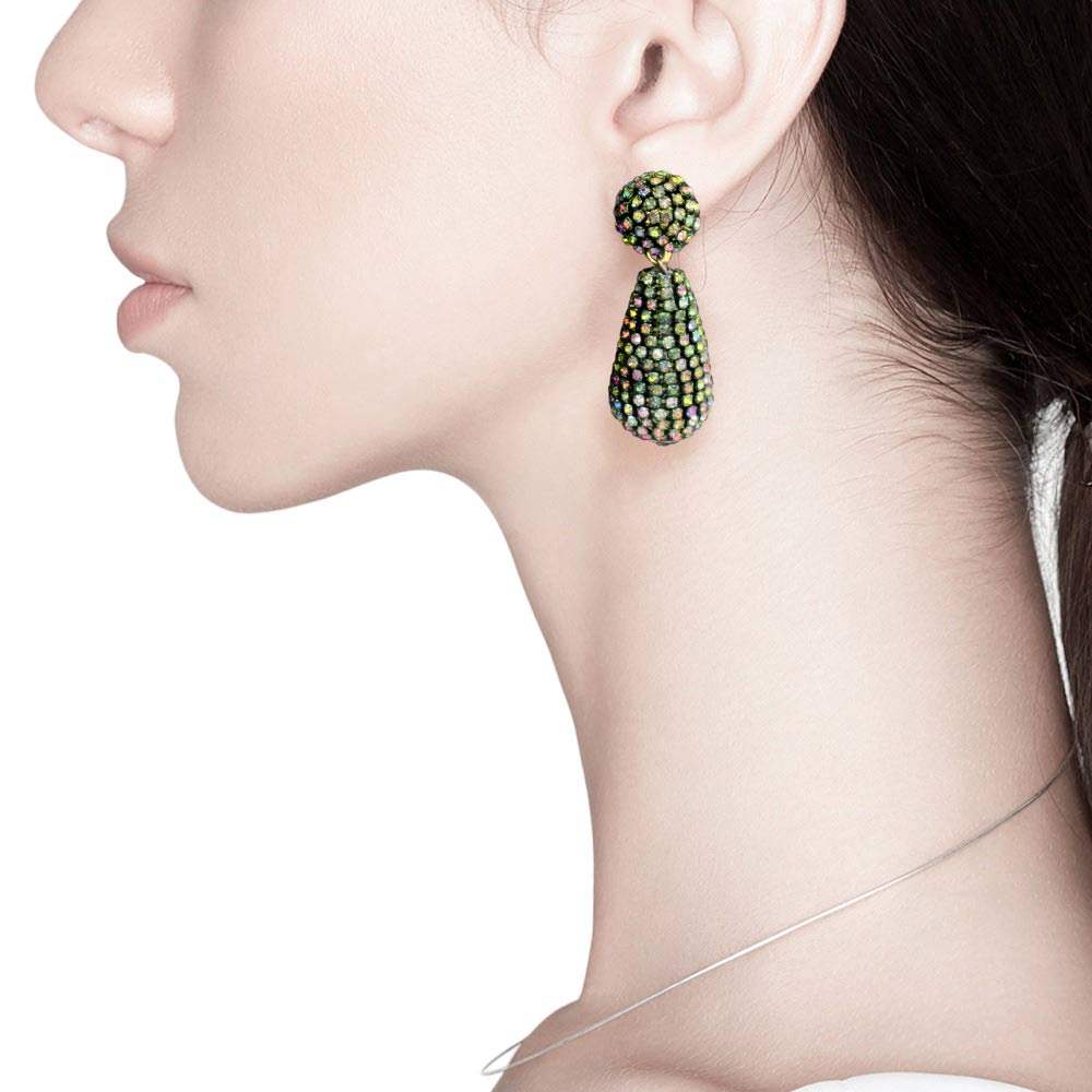 Rhinestone Teardrop Dangle Evening Earrings - Madeline Love - Flyclothing LLC