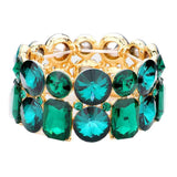 Round Emerald Cut Stone Stretch Evening Bracelet - Madeline Love - Flyclothing LLC