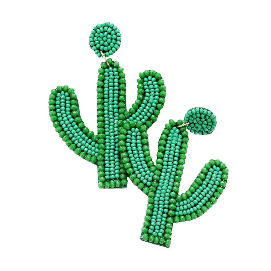 Seed Bead Cactus Earrings - Madeline Love - Flyclothing LLC