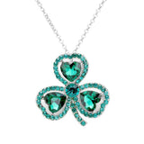 Heart Crystal Rhinestone Clover Pendant Necklace - Madeline Love - Flyclothing LLC